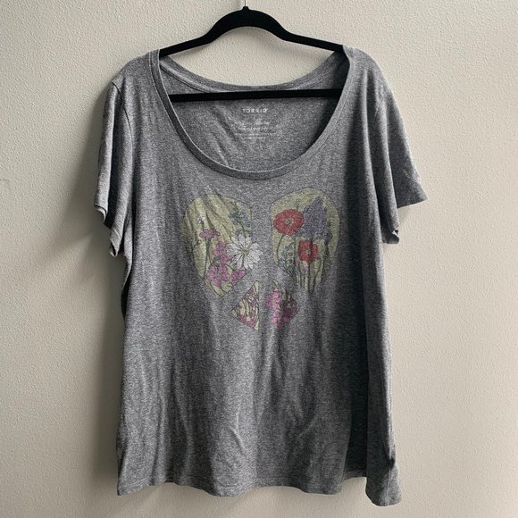 torrid Tops - Floral Heart Peace Sign Tee